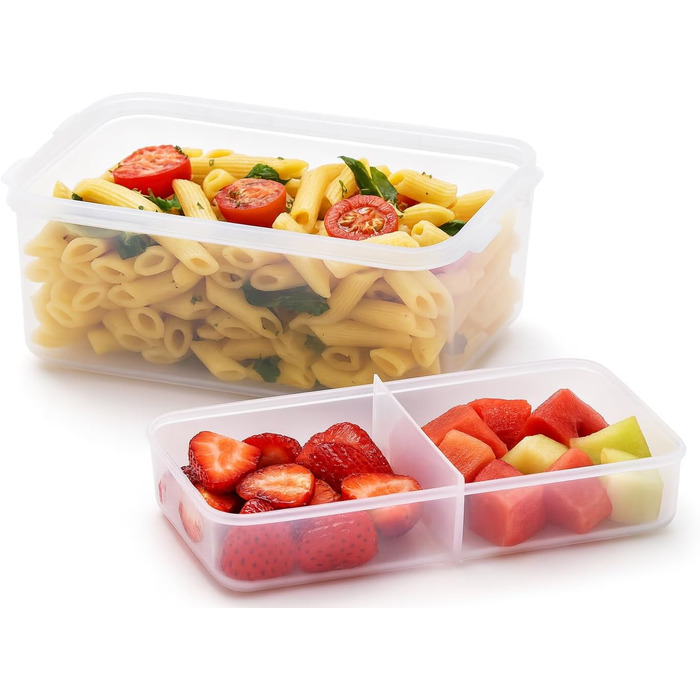 Пластикові контейнери для зберігання продуктів Lock & Lock набір з 3 предметів квадратні ланч-бокс з роздільником 1,4 л (3 x 1400 мл) прозорі