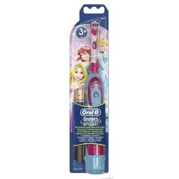 Дитяча зубна щітка на батарейках Oral-B з фігурками Disney Cars або Disney Princess, 1 ручка, 1 насадка для щітки, 2 батарейки