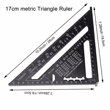 Метрична трикутна лінійка ASNOMY 2 шт. , трикутник-трансформер 18 см і 30 см, високоточна трикутна лінійка з алюмінієвого сплаву, макетний вимірювальний інструмент для деревообробки