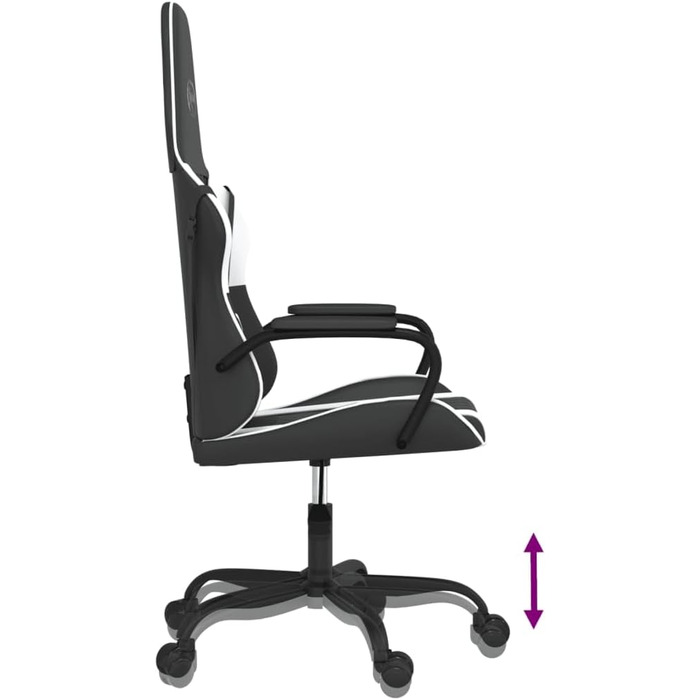 Ігрове крісло, офісне крісло, масажне крісло, чорно-біле, штучна шкіра