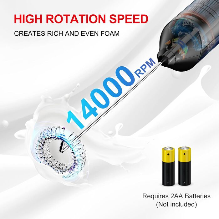 Електрична піноутворювач для молока, ручна паличка для збивання молока для кави, латте макіато, капучино, матча, на батарейках, па