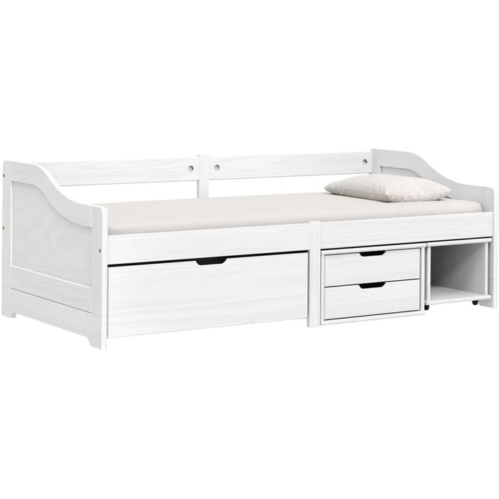Дитяче ліжко Festnight з 3 шухлядами, ліжко з місцем для зберігання, дитяче ліжко Senta, молодіжне ліжко, ліжко 90x200, сосна натуральна, кушетка, гостьове ліжко, односпальне ліжко з шухлядами, функціональне ліжко, двоярусне ліжко, білий колір 90x200 см, 