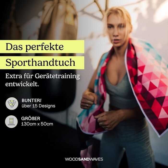 Фітнес-рушник WOODSANDWAVES з дизайнерським дизайном, кишенею та надзвичайно сильним магнітом - ідеальний спортивний рушник для тренажерного залу та фітнес-студії Нековзний, без запаху, швидковисихаючий для активного тренування
