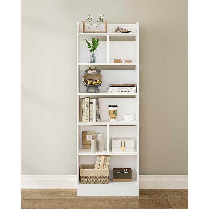Книжкова полиця Hzuaneri, з 6 полицями, полиця для зберігання, окремостояча полиця, для вітальні, офісу, спальні, 24 x 60 x 170 см, білий BC11103 шт. Білий 24 x 60 x 170 см