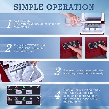 Машина для виробництва кубиків льоду, льодогенератор з функцією самоочищення, машини для виробництва кубиків льоду 12 кг/24 години, льодогенератор 2 розмірів, 9 кубиків льоду за 6 хвилин льодогенератор, тиха машина для виробництва кубиків льоду Подрібнени