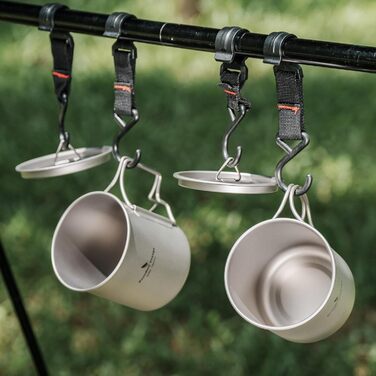 Титанова кемпінгова каструля Boundless Voyage 420 мл з кришкою, складною ручкою, надлегкою титановою чашкою, кавовою чашкою Ti1544B Ti1544b-r