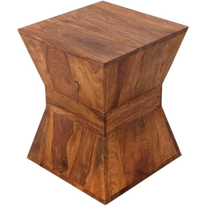 Журнальний столик Invicta INTERIOR Design Pyramid, 45 см, табурет з масиву дерева, оздоблення під камінь шишам, дерев&39яний табурет, дерев&39яний стіл
