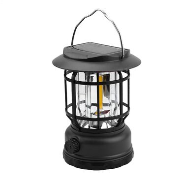 Акумуляторний кемпінговий ліхтар вінтажний світлодіодний ліхтар, водонепроникний вуличний ліхтар для використання під час відключення електроенергії та у дворі, чорний