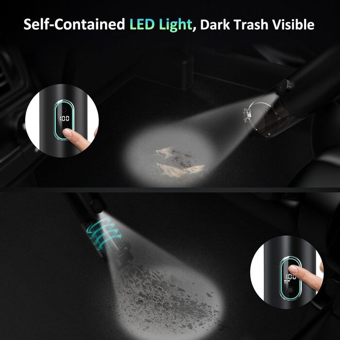 Акумулятор для ручного пилососа Minthouz, портативний акумуляторний ручний пилосос 16000PA, автомобільний пилосос із зарядкою 3.5H