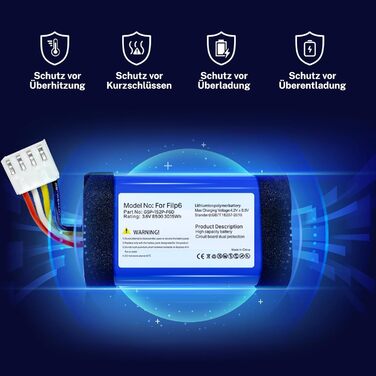 Замінний акумулятор ємністю 8500 мАг для JBL Flip 6, номер деталі GSP-1S2P-F6D, 2025. Високоємний акумулятор 3,6 В для Bluetooth-колонки Flip 6.