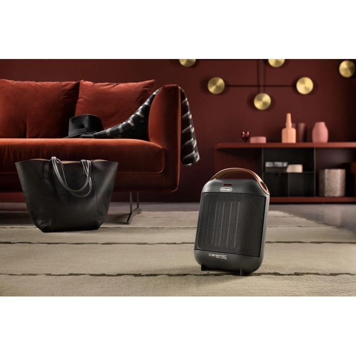 Керамічний нагрівач De&39Longhi HFX30C18.AG Портативний нагрівач для швидкого та цілеспрямованого нагрівання 2 рівні потужності Функція захисту від замерзання Потужність 1800 Вт Сірий