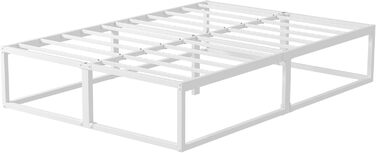 Каркас ліжка EMODA 120 x 200 см з рейковою основою, двоспальне ліжко заввишки 36 см, багато місця для зберігання, міцне металеве ліжко, легке складання, безшумне, біле 120 x 200 см