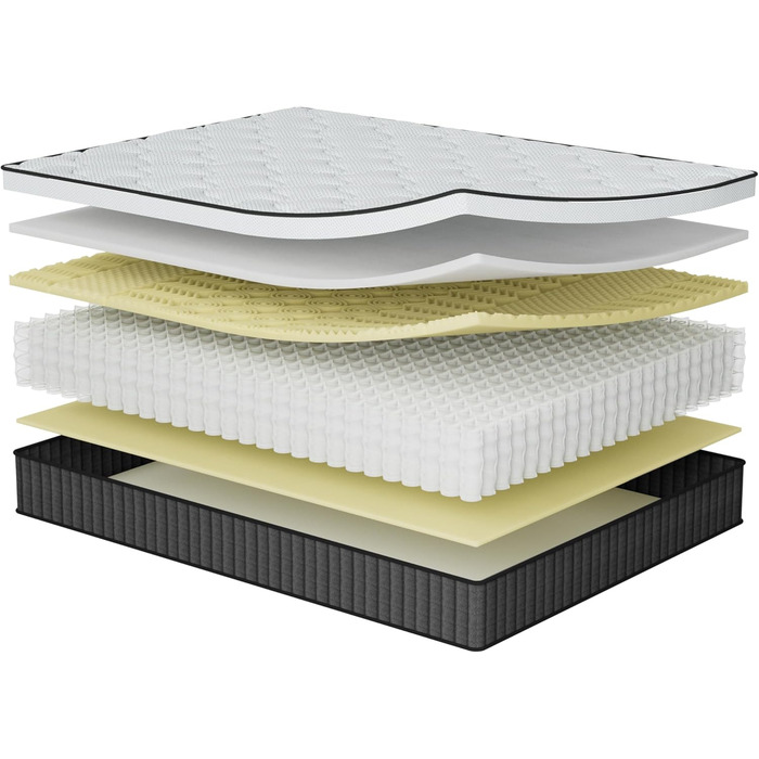 Матрац Zinus Tight Top Pocket Spring 140x200 см - Середня жорсткість - Перероблений наповнювач та комфортна піна високої щільності - Висота 25 см - Сертифіковано OEKO-TEX Білий 25 сантиметрів 140 x 200 см