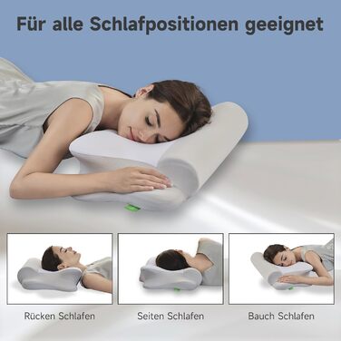Подушка для шиї Z-hom, ергономічна подушка для шиї з піни з ефектом пам&39яті, подушка для сну на боці, спині та животі, ергономічна подушка для сну на боці (60 x 39 x 10/12 см)