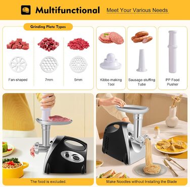 Електрична м'ясорубка Garbenat 800 Вт М'ясорубка для фаршу Електрична м'ясорубка з ковбасним наповнювачем і 3 шліфувальними пласти