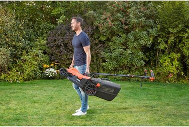 Електрична газонокосарка BlackDecker з ручкою EasySteer (1800 Вт, ширина зрізу 42 см, 6-позиційне регулювання висоти, травозбірник на 50 л, ідеально підходить для великих садів) BEMW481ES