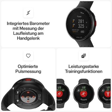 Сучасний спортивний GPS-годинник, пульсометр, смарт-годинник для чоловіків та жінок, годинник для бігу та тренувань, моніторинг сну та трекер активності Carbon Grey Pacer Pro