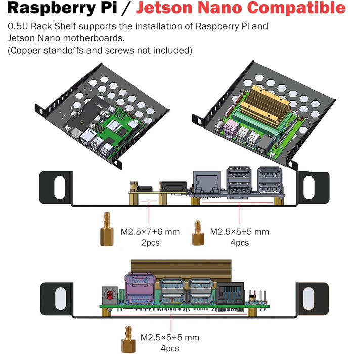 Міні-серверна шафа GeeekPi DeskPi RackMate TT для міні-ПК, міні-стійка глибиною 200 мм, включаючи 2 полиці-вставки по 0,5U, для NAS, AV та мережевих технологій (чорна)
