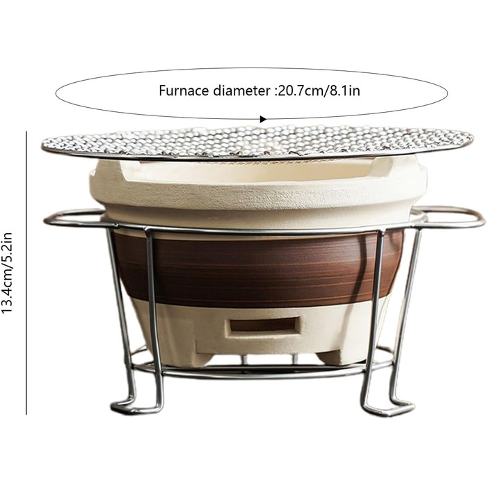 Вугільний гриль, вугільна піч Піч-гриль для заварювання чаю біля печі, чайна вугільна піч для кемпінгу на свіжому повітрі, походів, походів з рюкзаком, пікніків, барбекю. Середнього розміру.