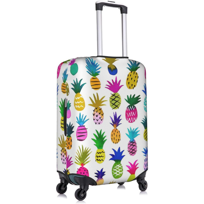 Чохол для валізи BREAUX з яскравим принтом ананасів, унікальний двосторонній дизайн, білий колір, розмір XL