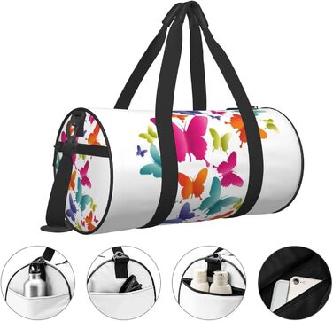Спортивна сумка-мішок для подорожей з яскравим принтом метеликів, чорна, універсальний розмір, дорожня сумка