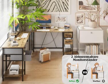 Письмовий стіл з розетками, 2 шухлядами та знімною підставкою для монітора, 100x50 см. Двосторонній комп&39ютерний стіл. ПК-стіл для домашнього офісу, кабінету, спальні, коричневий 100*50 см.