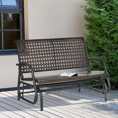 Лавка-гойдалка двомісна Outsunny Poly Rattan  70 x 120 x 84 см зі спинкою для парку