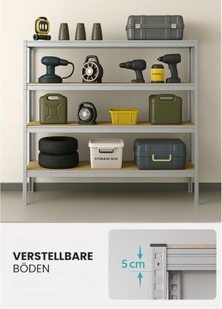 Надміцний стелаж KARAT XXL, оцинкований 200 x 180 x 60 см, стелажі для гаража, підвалу та майстерні - безболтові стелажі, широкопрохідні стелажі, підвальні стелажі, стелажі для майстерні (TitanRack Big)