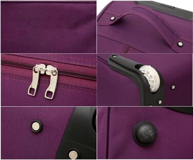 М'яка валіза на колесах, водонепроникна та легка дорожня сумка, ручна поклажа для бізнесу, універсальний візок для подорожей (чоловіча/жіноча), сумка для коротких поїздок на вихідні. Колір фіолетовий, розмір 19 дюймів (фіолетовий)