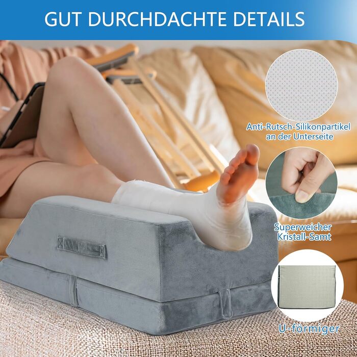 Ергономічна подушка для підняття ніг з регулюванням висоти, для використання після операцій, травм або для відпочинку - подушка для підняття ніг, подушка для лімфодренажу для підняття ніг