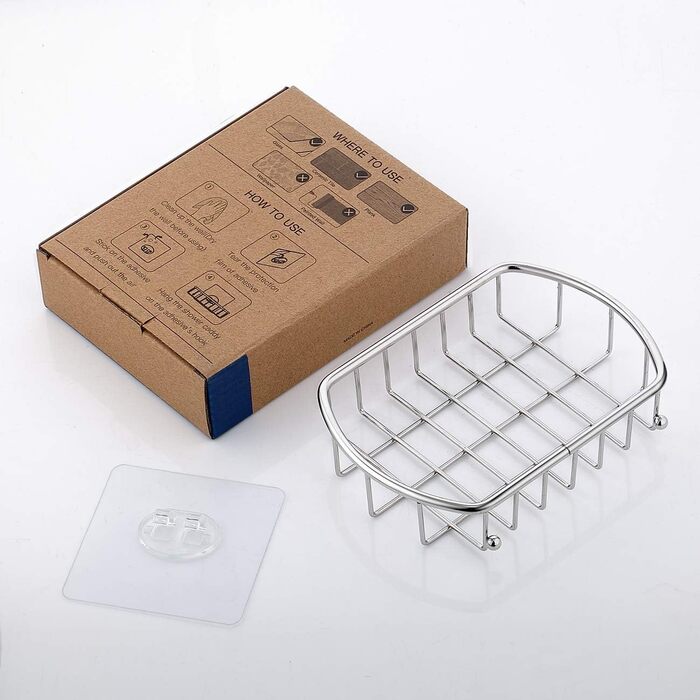 Мильниця без свердління, прозорий самоклеючий кошик для мила, нержавіюча сталь, душова полиця для ванної кімнати, настінний тримач