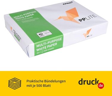 Звичайний папір для принтера DIN A4 5000 аркушів (2 x 5 x 500 аркушів) Білий універсальний офісний папір для копіювання Ідеально підходить для офісу та дому (2 коробки 5000 аркушів)