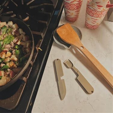 Набір посуду 2 в 1 для кемпінгу, портативний магнітний знімний комплект ложки та виделки, практичний посуд для подорожей, походів, легкий багаторазовий посуд для використання на відкритому повітрі (3)