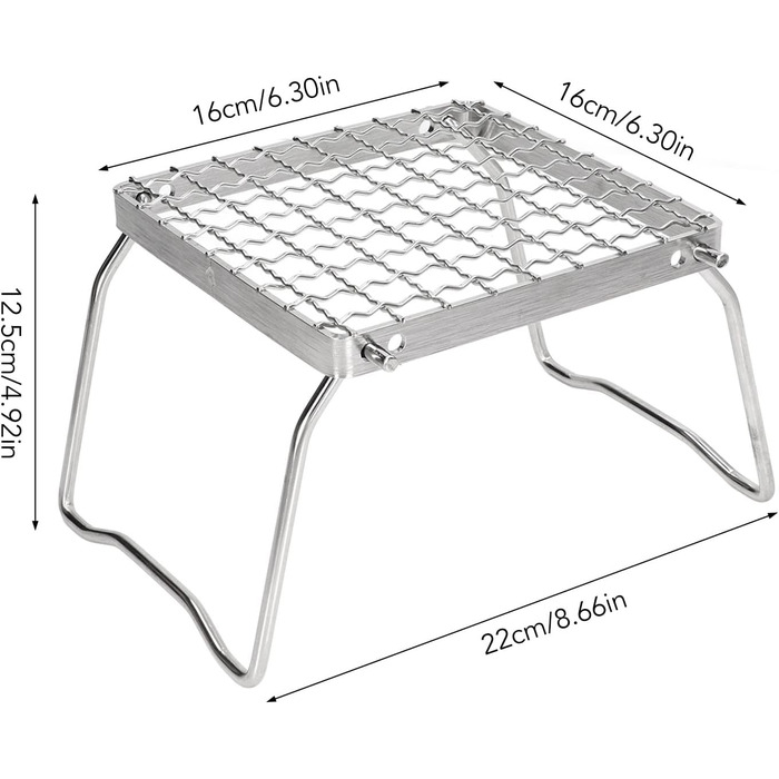 Складана підставка для гриля Wakects для барбекю, міні-підставка для гриля з нержавіючої сталі для багаття, портативна підставка для кемпінгового горщика, сітчастий дизайн із сумкою для зберігання для пікніків