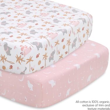 Комплект постільної білизни в дитяче ліжечко Peanutshell Safari для дівчаток, 4 предмети, органічна бавовна, слон джунглів, дитяча