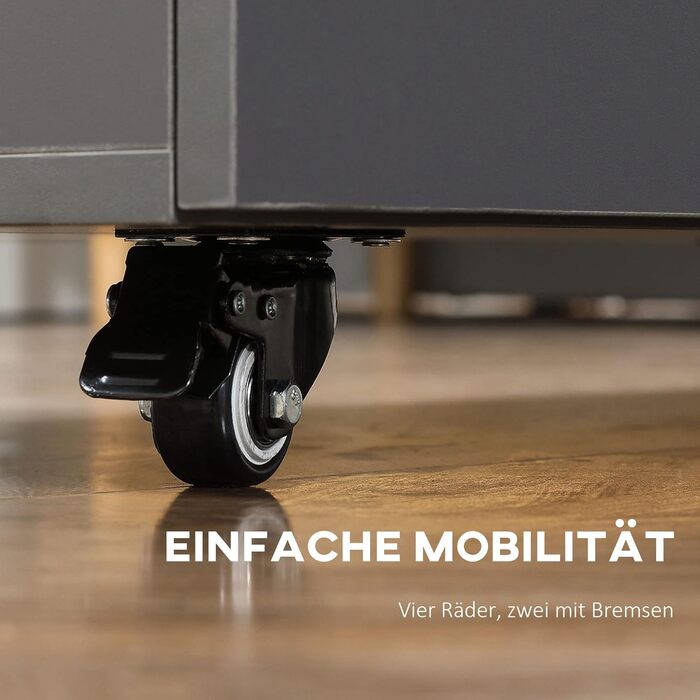 Розкладний обідній стіл HOMCOM, мобільний кухонний стіл для 2-4 осіб, розкладний стіл на колесах, місце для зберігання, обідній стіл для невеликих приміщень, їдальня 70 x 83 x 75 см, світло-сірий темно-коричневий