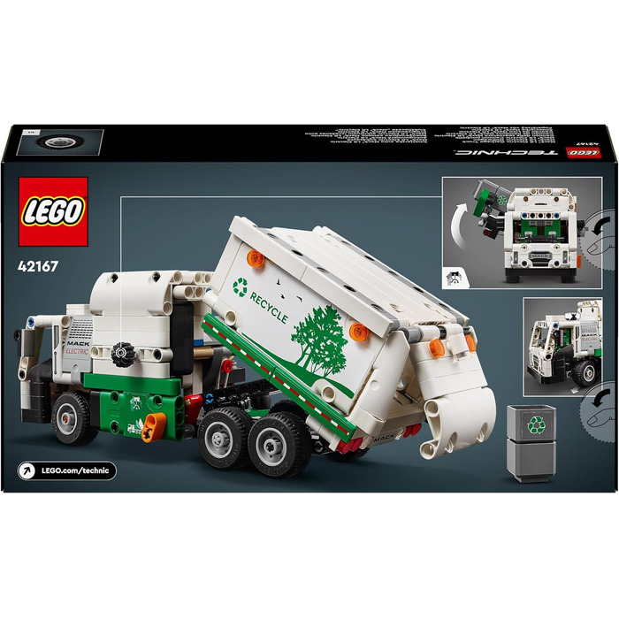 Електричний сміттєвоз LEGO Technic Mack LR, модель сміттєвоза для рольової гри у переробку, іграшка-вантажівка для дітей, подарунк
