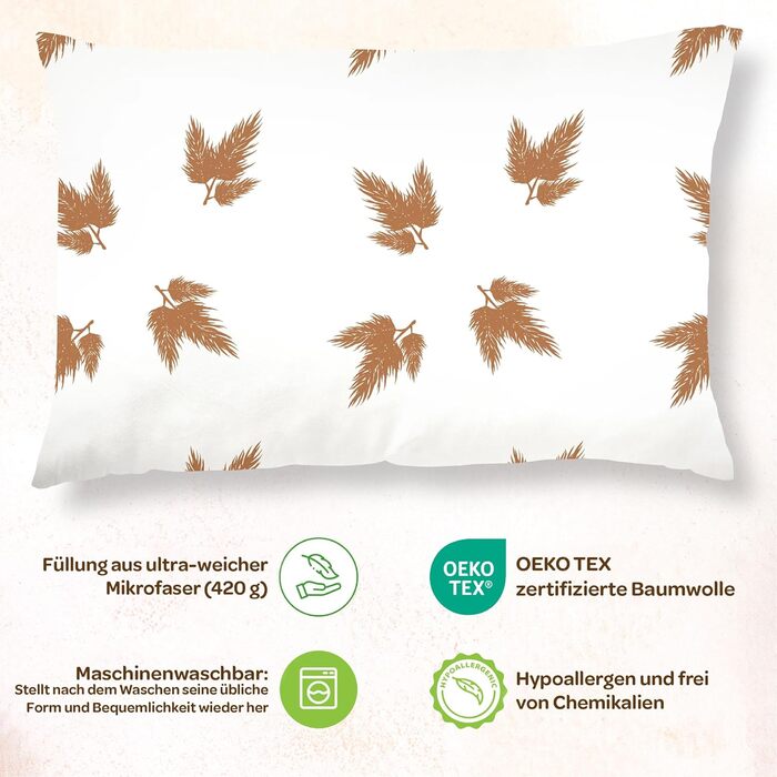 Дитяча подушка з бавовняною наволочкою - Подушка підходить для дітей віком від 3 до 10 років - Розмір 60x40 см - М'яка подушка Гіп