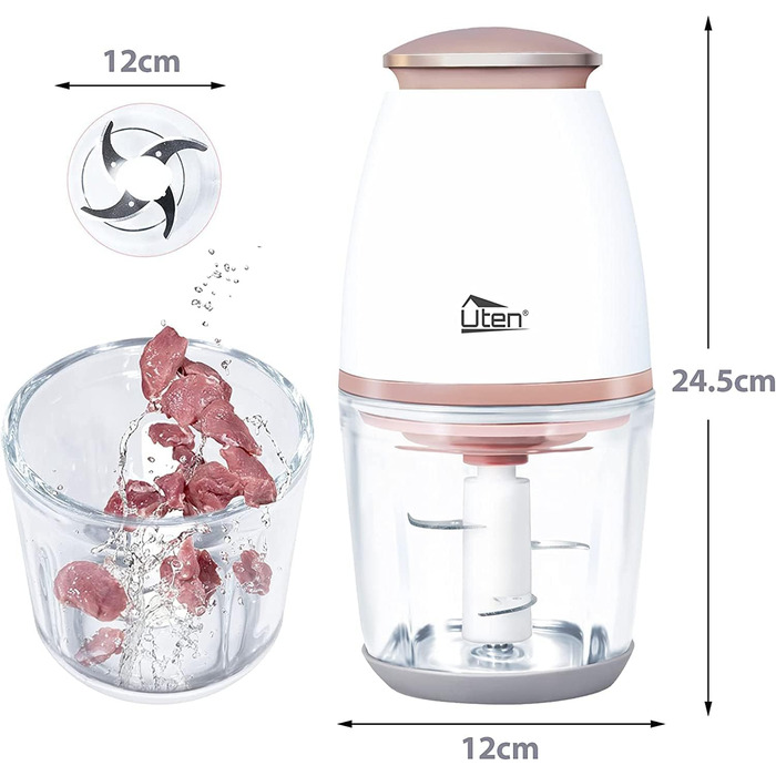 Мл Електричний кухонний блендер Глечик Цибулева нарізка Бризкозахищена м'ясорубка з 4-крилим спеціальним ножем для м'яса, смузі, цибулі, фруктів, овочів, 700