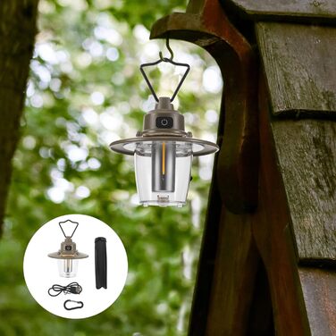 Акумуляторний кемпінговий ліхтар Alasum з USB Type-C, вінтажний світлодіодний ліхтар з 3 режимами світла, портативний наметовий світильник для аварійного освітлення на вулиці та риболовлі