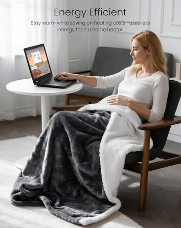 Ковдра з підігрівом anysun, нагрівальні подушечки 200x180 см, ковдра з підігрівом та автоматичним вимкненням, 6 налаштувань нагріву, 10-годинний таймер, електрична ковдра з підігрівом та захистом від перегріву для ліжка, дивана, можна прати в пральній маш