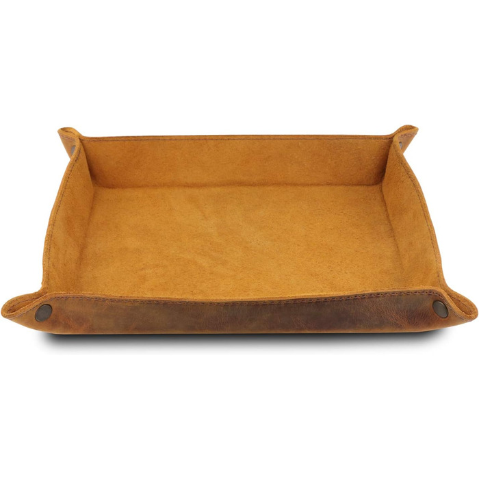 Лоток для зберігання речей Londo з натуральної шкіри - шкіряний органайзер, практична коробка для зберігання - для гаманців, годинників, ключів, монет, мобільних телефонів та канцелярського приладдя, колір верблюжий