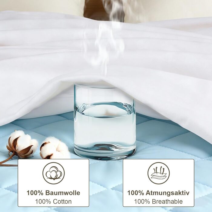 Наматрацник 140x200 см Molton - Виготовлений зі 100 бавовни, дихаючий, зручний наматрацник, біла бавовна 140x200 см