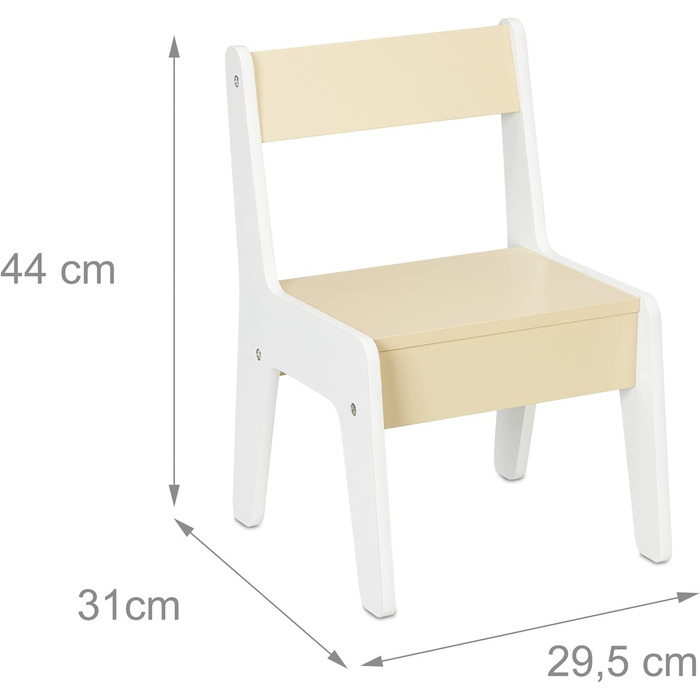 Дитячий комплект сидіння Relaxdays, дитячий стіл з 2 стільцями, з місцем для зберігання, для хлопчиків та дівчаток, дитячий куточок для сидіння, білий/бежевий