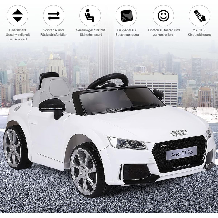 Дитячий автомобіль COSTWAY 12V Audi з пультом дистанційного керування 2.4G, 3-швидкісний електромобіль 2,5-5 км/год з MP3, клаксон