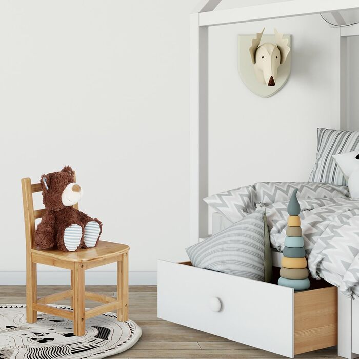 Дитячий стілець RUSTICO з бамбука, для хлопчиків і дівчаток, стілець для дитячої кімнати, ВхШхГ приблизно 50 x 28,5 x 28 см, натур