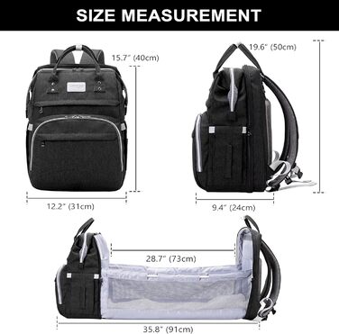 Пеленальна сумка-рюкзак, пеленальний рюкзак з функцією ліжечка великий, багатофункціональний пеленальний мішок з пеленальним килим