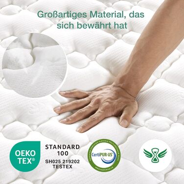 Матрац Novilla Pocket Spring H3 140x200 7-зонний матрац з комфортною піною ko-Tex CertiPUR US Spring Mattress 20 см середньої жорсткості White-20 см 140 x 200 см