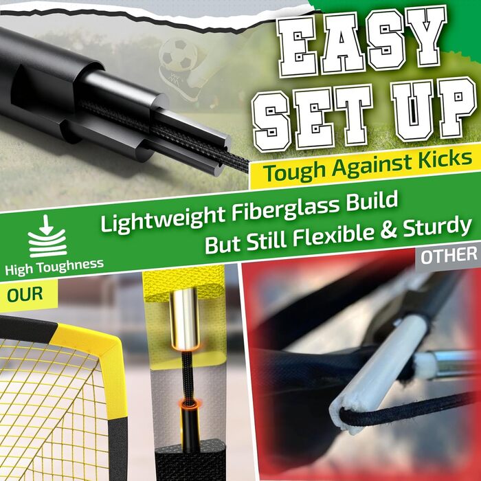 Футбольні ворота Happy Jump складні для дітей та дорослих 1 або 2 ворота 120x90 / 152x110 / 213x152 см Додатково з м&39ячем, насосом, конусами та мішенню Для саду та подарунка 1-152x110 см жовтого кольору