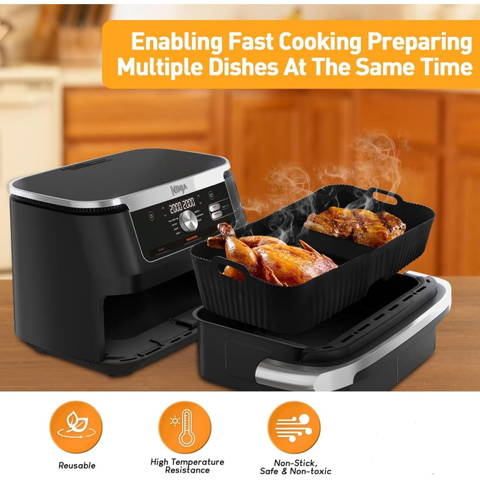 Аксесуари для фритюрниці Ninja Foodi Flexdrawer 10,4 л AF500EU,3 шт. Багаторазова мультипіч з силіконовою формою Аксесуари для Ninja AF500EU AF500EUCP(2 набори 18 * 20 * 10 см 36 * 20 * 10 см) 2 шт. 18 * 20 * 10 см 36 * 20 * 10 см Набори